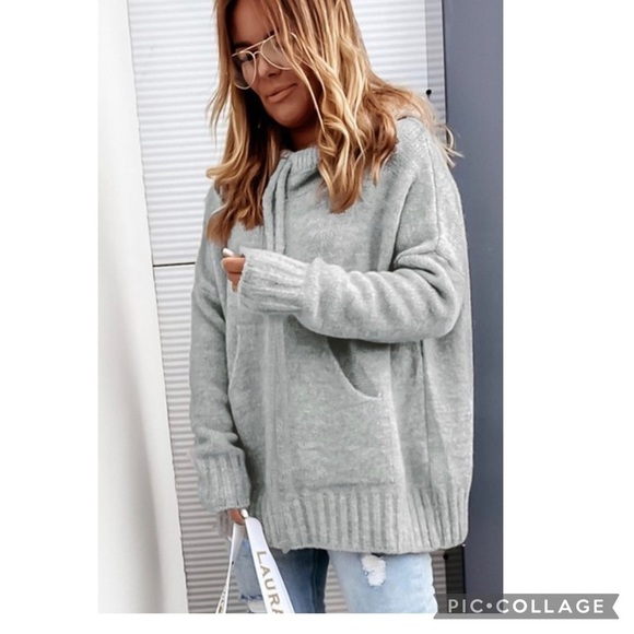 Heather Gray Sweater w/Hood - Picture 3 of 5